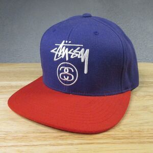 Stussy Capz Starter Snap Back Hat Cap One Size Purple Red SS Logo Wool‎ Blend
